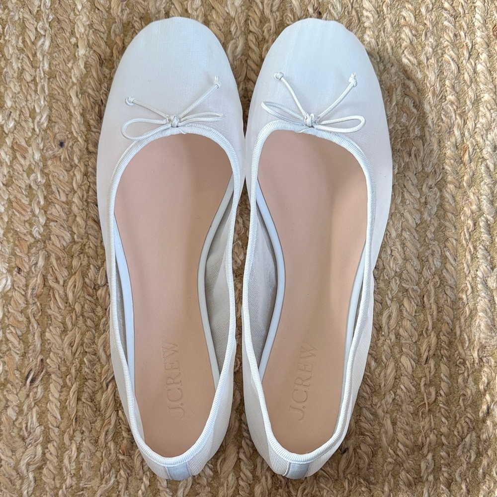 J. Crew Women's White Ballet Flats with Bow